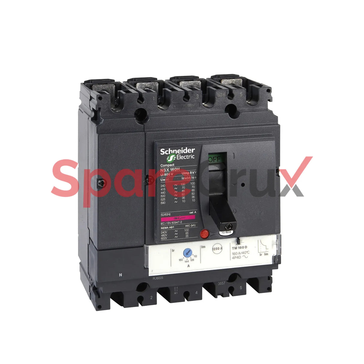 LV430680 | SCHNEIDER ELECTRIC | Circuit Breaker Compact NSX160H, 70 kA at 415 VAC, TMD Trip Unit 160 A, 4 Poles 3d