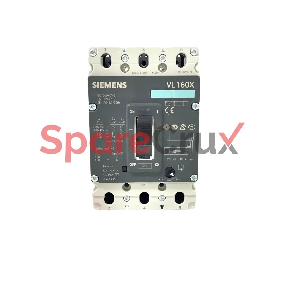 3VL1703-1DD36-0AA0-Z | SIEMENS | Circuit Breaker VL160X 3P 32A TM LI 55kA 415V AC
