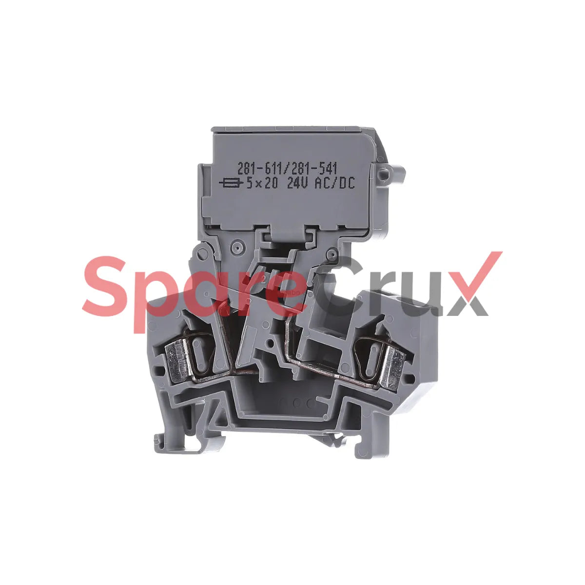 281-611/281-541 | WAGO | 2-conductor Fuse Terminal Block; with Pivoting Fuse Holder for 5 x 20 mm Miniature Metric Fuse With Blown Fuse Indication by LED, 15 - 30 V, for DIN-rail 35 x 15 and 35 x 7.5, 4 mm²; CAGE CLAMP®, 4,00 mm², Gray