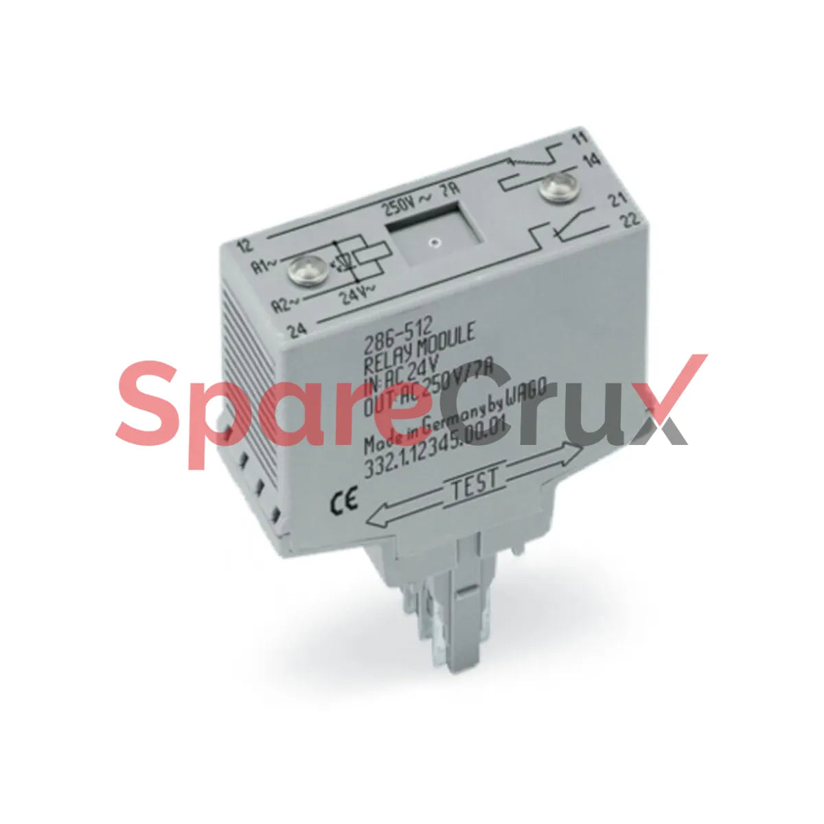 286-312 | WAGO | Relay Module, 24 VDC, 2 Changeover Contacts, 7 A, Red Indicator, 20 mm, Gray