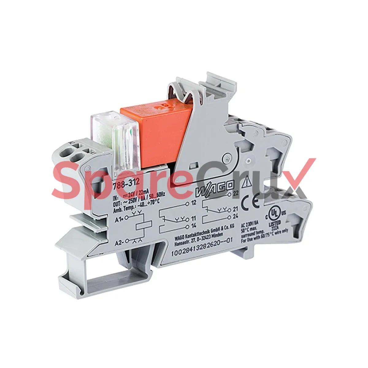 788-312 | WAGO | Relay Module, Nominal Input Voltage, 24 VDC, 2 Changeover Contacts, Module Width, 15 mm, 2,50 mm², Gray