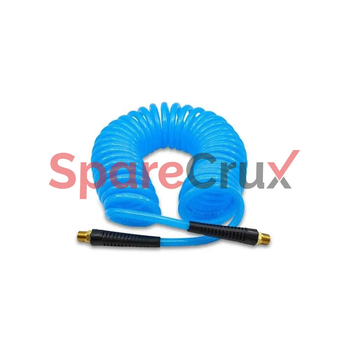 PUBR0605 | ZEPHYR | Rubber Blue Braided Recoil Air Hose Pipe with Fittings, 1/4inX15ft