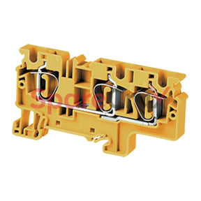 Cx10/3Y | Connectwell 10 Sq.mm Feed Through Spring Clamp Terminal Block In Yellow Colour