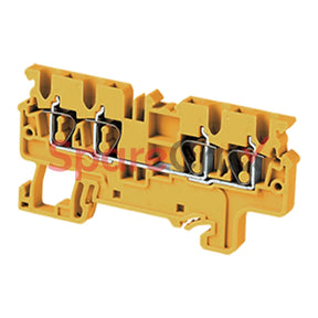 Cx2.5/4Y | Connectwell 2.5 Sq.mm Feed Through Spring Clamp Terminal Block In Yellow Colour