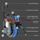 TTPWRHB1450-2600 | ZEPHYR | BluShield HumpBack 2600PSI All-in-One Pressure Washer System, Auto-Retractable Hose Reel, Industrial Pump, Accessories