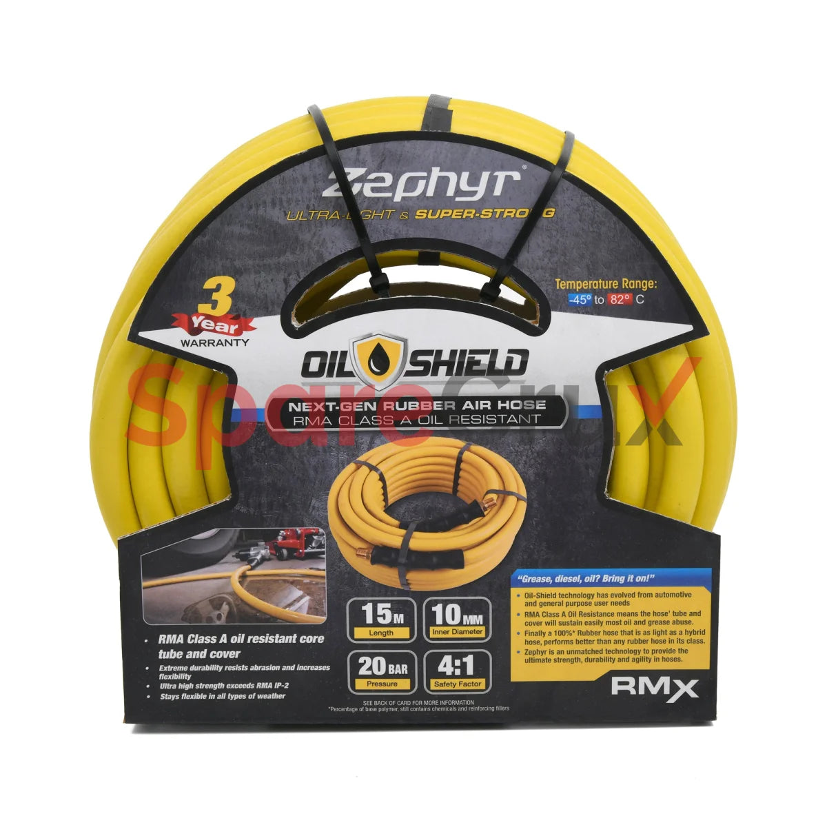 Os0850 | Zephyr Oil Shield Rubber Air Hose 8Mm X 50M With Fitting